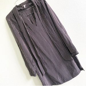 JOIE 100% silk bow neck tie long sleeve dress medium stripes